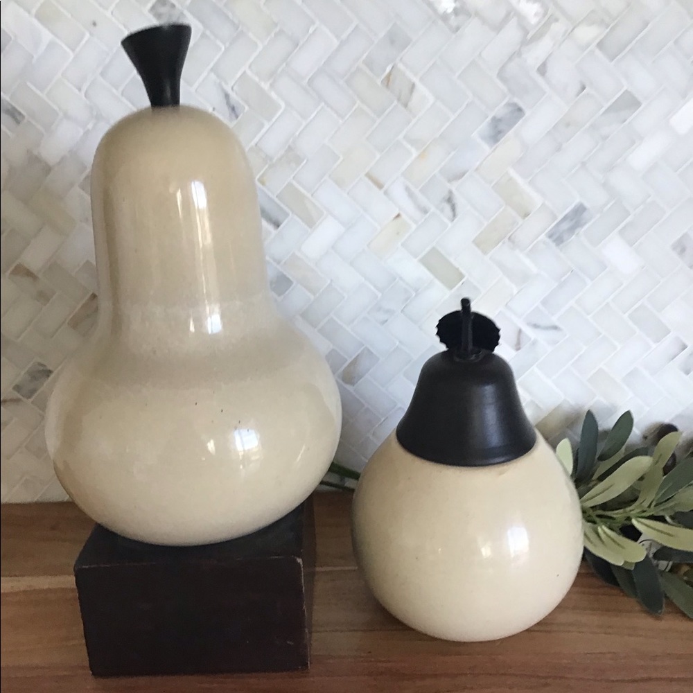 Two Decorative Glass Pear Fruits
